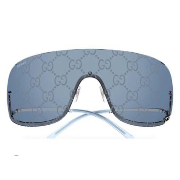 GUCCI TOM 99MM Transparent Blue Shield Sunglasses GG1560S-003 NWT - Picture 1 of 12